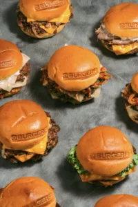  An assortment of juicy cheeseburgers from BurgerFi 