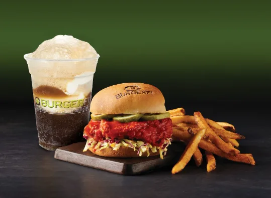  A BurgerFi meal of burgers, fries, and Coke.