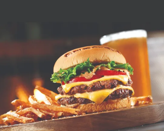  A BurgerFi meal of burger, fries, and Coke.